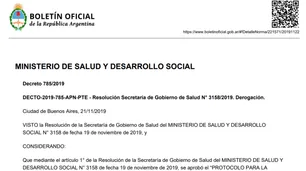 El Gobierno publicó el decreto que deroga el "protocolo Rubinstein" sobre el aborto