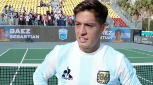 El festejo en homenaje a Maradona de Sebastián Báez en su triunfo en Nápoles