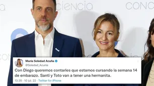 Soledad Acuña y Diego Kravetz esperan un bebé: "Santi y Toto van a tener una hermanita"