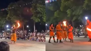 Video: intentó un truco con fuego durante el carnaval y casi se incendia la cabeza