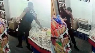 El video de un policía que robó fiambre en un supermercado se volvió viral