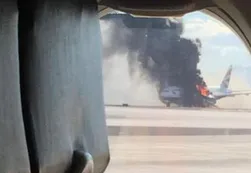 Video | Un avión se prendió fuego en el aeropuerto de Las Vegas