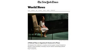 The New York Times sobre la condena a Cristina: "Un titán político en Argentina es condenado a prisión"
