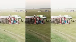 Volcó un micro en la ruta 2: hay dos muertos y varios heridos