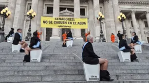 Protesta de Greenpeace en el Congreso: detienen a ambientalistas y agreden a periodistas