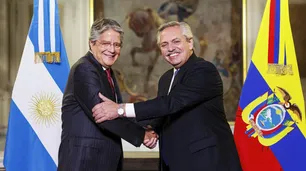 Alberto Fernández recibe a su par ecuatoriano Guillermo Lasso en Casa Rosada