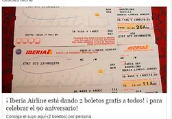 El peligro de aceptar pasajes gratis de Iberia en Facebook