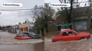 Como en El Eternauta, "lo viejo funciona": un Renault 12 "anfibio" en medio de la inundación