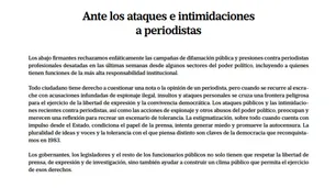 Periodistas firmaron una solicitada contra la "estigmatización" impulsada "desde el Estado"