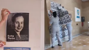 Sandra Pettovello mostró cómo retiraban fotos de Evita de la ANSES: "Los edificios públicos son de todos"