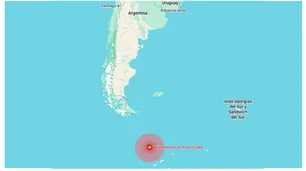 Un terremoto de magnitud 7,5 estremeció el estrecho del pasaje de Drake entre Sudamérica y la Antártida