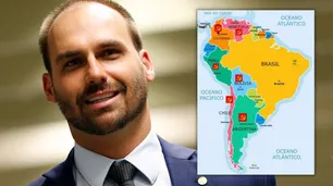 El mapa de Eduardo Bolsonaro: llamó "Falklands" a las Islas Malvinas y no las incluyó en Argentina