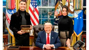 La argentina Georgina Rodríguez estuvo en el Salón Oval con su pareja Ronaldo y Trump