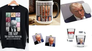 La cara de Trump por todas partes: venden merchandising con su foto policial y aprovecha para financiar su campaña