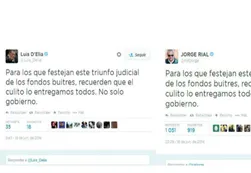 D'Elía tuiteó lo mismo que Rial sobre los fondos buitre