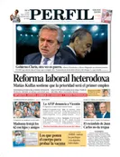 La tapa de Diario PERFIL de este domingo 23 de agosto de 2020