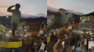 Los videos: derrumbaron y decapitaron al menos 5 estatuas de Hugo Chávez durante las protestas en Venezuela