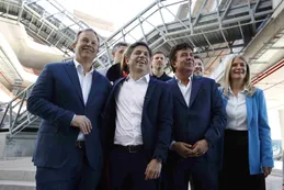 Fernando Espinoza, Axel Kicillof y Verónica Magario recorrieron el avance del primer Polo Científico Tecnológico de América Latina en La Mat