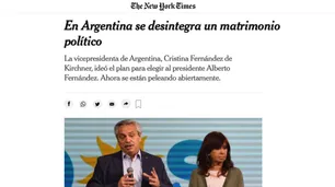 Para el New York Times, "se desintegra el matrimonio político" de Alberto Fernández y Cristina Kirchner