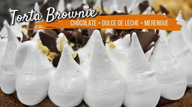 Cómo hacer una torta brownie con dulce de leche y merengue super fácil